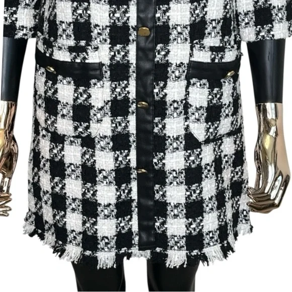 Zara TRF Black White Tweed Check Mini Dress NWT Size Small - Picture 5 of 9